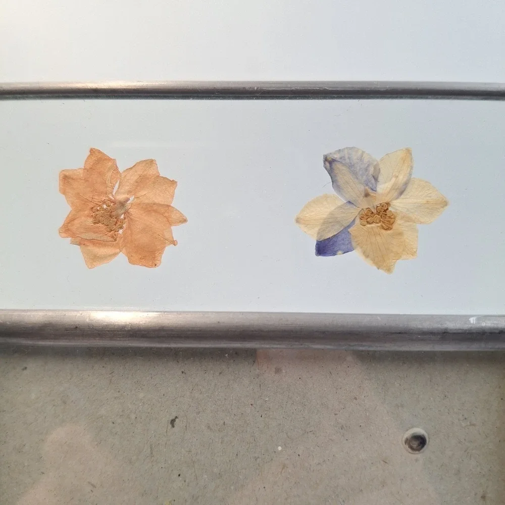 Vintage Disney Store Mickey Mouse Leaded Glass Frame Pressed Dried Flowers 4x6‎